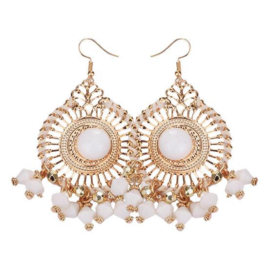1 Pair Women Hook Earrings Colorful Ethnic Anti-deformed Bohemia Style Tassel Drop Earrings Female Jewelry