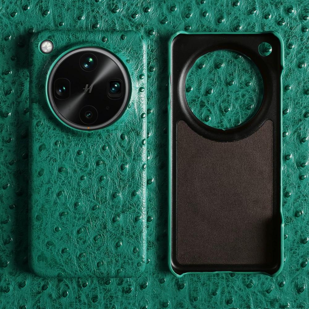 Genuine Ostrich Grain Leather Case for Oppo Find X9 Ultra X8 Pro X7 Premium Luxury Slim Half Wrap Cowhide Shockproof Trendy Protective Cover