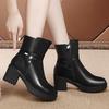 Fashion Thicken Plush Platform Ankle Boots Women Black Pu Leather High Heels Short Booties Woman Non Slip Winter Warn Shoes Botas Mujer