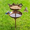 2-in-1 Bird Bath Metal Retro Birdfeeder Garden Bird Bath And Feeder with Five-Prong Base Large And Small Bowl for Outdoor Garden Yard Decor