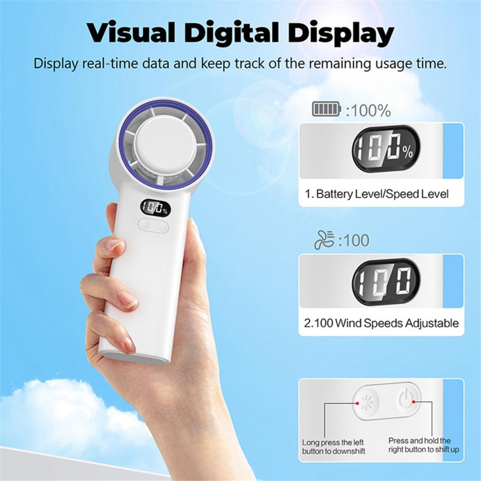 New Mini Handheld Fan Speed Portable Desktop Fans Instant Cooling with Ice Mode Rechargeable Stylish for Women