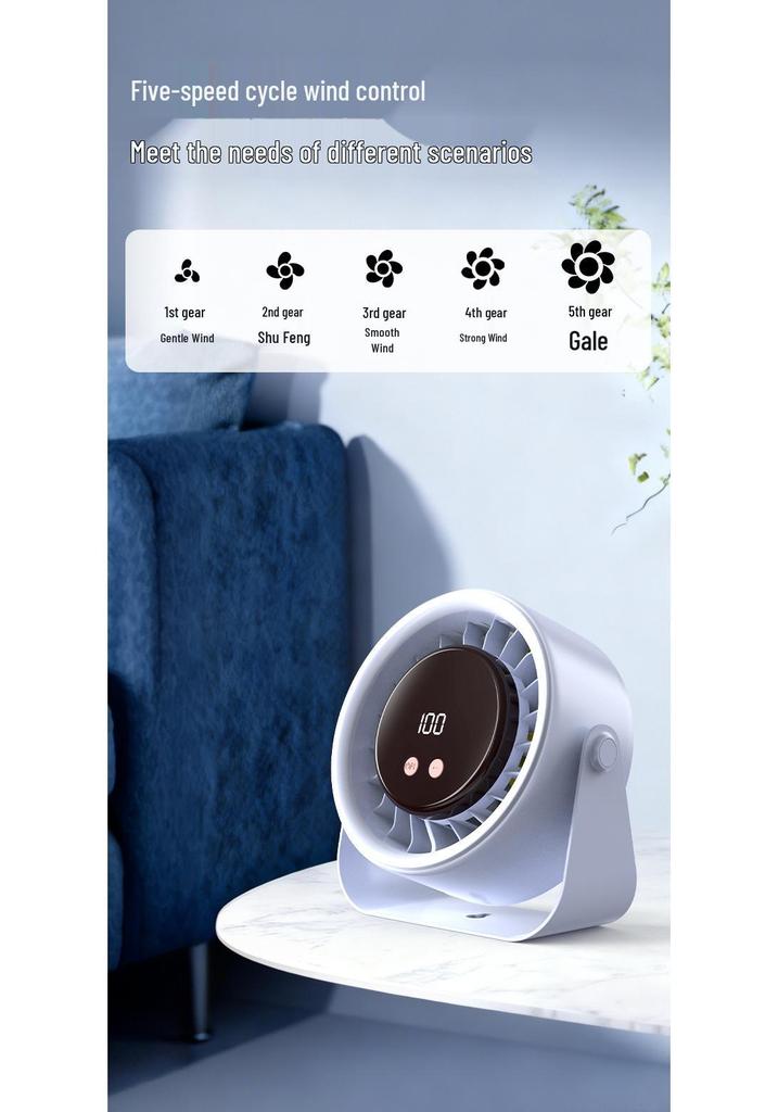 Rechargeable High-Speed Silent Turbo Fan for Kitchen and Desktop Use