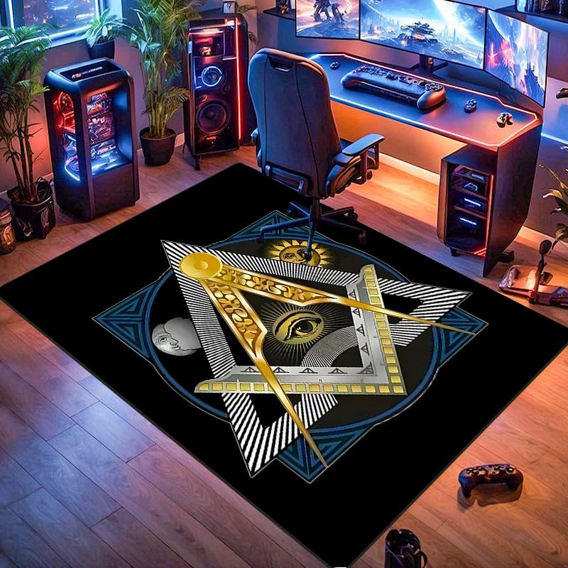 Freemason symbol rug, suitable for living room, bedroom, game room, computer room and home décor.