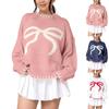Women's Bow Sweater Autumn And Winter Lazy Style Loose Warm And Comfortable Pullover Cardigan