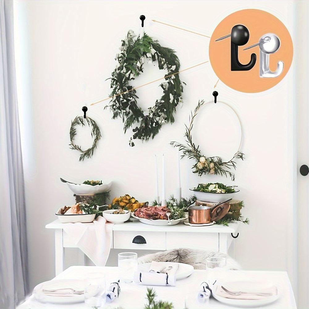 Decorative Push Pin Hooks for Cork Boards - Versatile Plastic Head Hooks in Black for Keys, Beads, and Home Office Organization