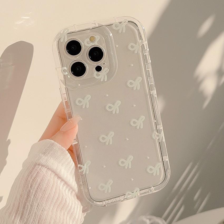 Милый розовый бант прозрачный чехол для телефона iPhone 16 15 14 13 12 11 Pro Max Plus прозрачный силиконовый противоударный чехол