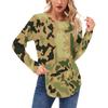 Женские рубашки с длинным рукавом, повседневная мода, камуфляжные принтованные туники, топы, круглый вырез, базовая свободная футболка