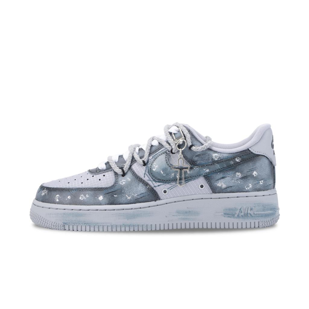 Nike Air Force 1 Gray City Memories Abrasion Resistant Slip Resistant Low top Skateboard Shoes Men's Gray Blue IR0952-002(Team626-)