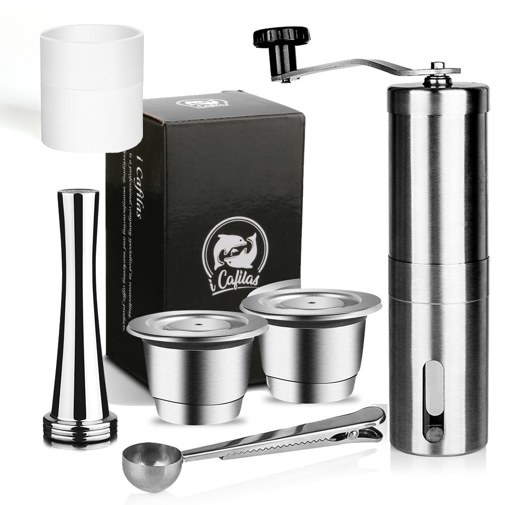 Многоразовая кофейная капсула для Nespresso, чашки для эспрессо из нержавеющей стали, перезаправляемые кофейные капсулы, капсула с темпером, дозирующее кольцо