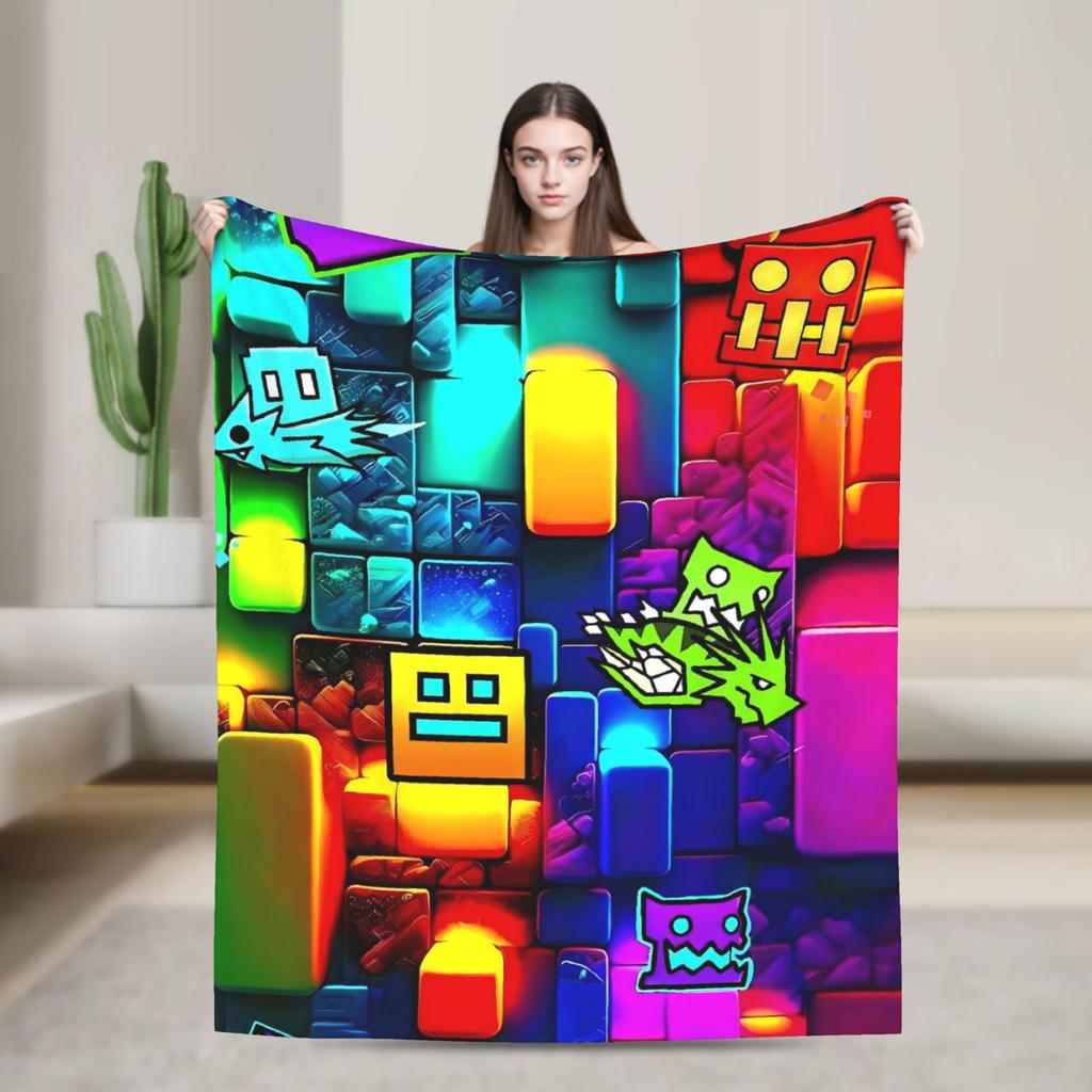 Geometry Gaming Dashed  Warm Blanket  Boy Girl Plush Throw Blanket Funny Living Room Flannel Bedspread Sofa Bed Cover
