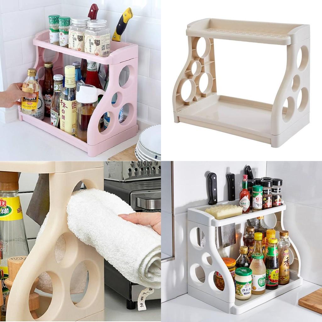 Kitchen Storage Rack With Two Layers And Pp Construction For Spice And Utensil Organization