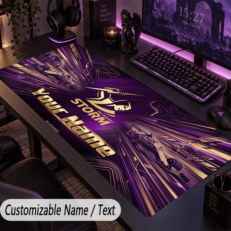 Large Mouse PadMelbourne Storm Custom Name Text Personalized Desk Mat Non Slip Gaming Pad