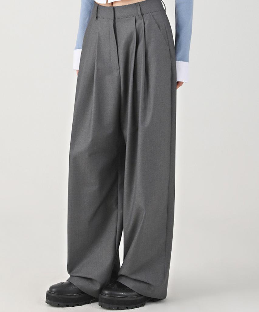 AVANDRESS Two-Tuck Slacks 101 Olive
