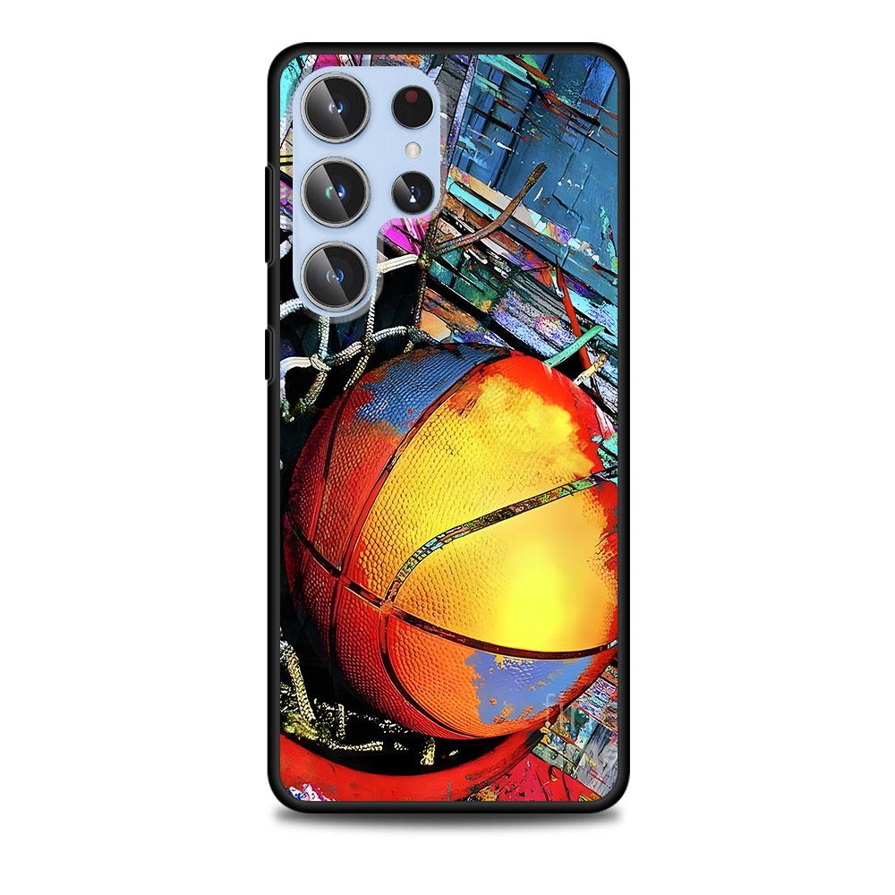 Basketball Basket Sports Case for Samsung Galaxy S23 S21 S20 FE S24 S22 Ultra S10 S10e S9 Plus Soft Black TPU Phone Cover Bumper