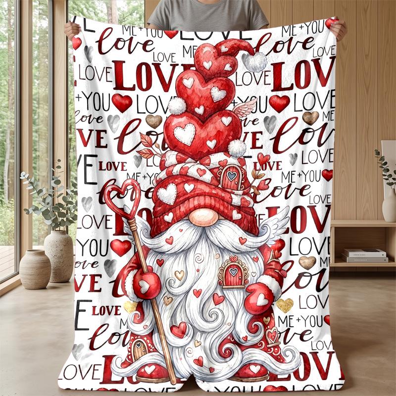 Valentine Gnome Love Truck Theme blanket Lightweight Warm Flannel Blanket Decorative Throw Blanket for Home Decoration