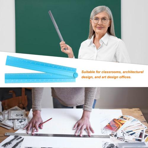 uxcell 30cm Folding Straight Ruler, Metric Aluminum Alloy Protractor, Foldable Angle Ruler, Geometry Measuring Tool for Architects, Artists, and Offic