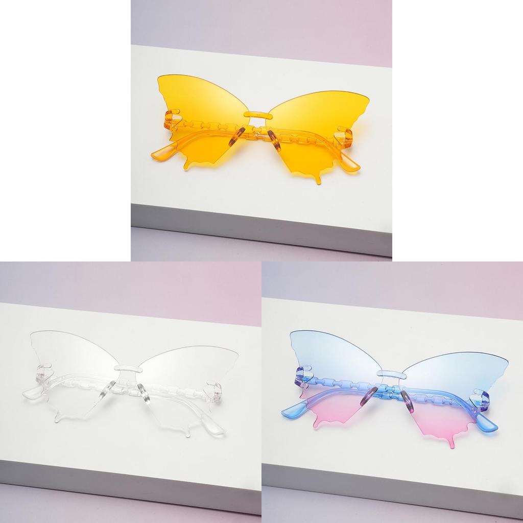 Unisex Butterfly Eyewear Frameless Sunglasses With Resin Lenses For Cycling And Stylish Outfits