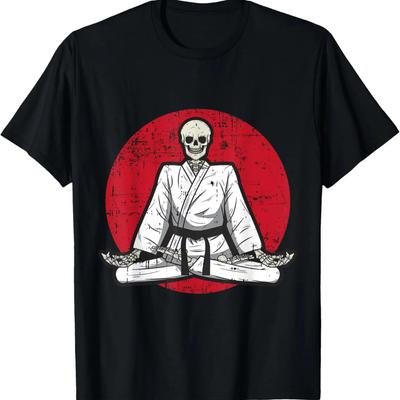 Скелет Черный Пояс Боевые Искусства Крутой Боец ММА Подарки Футболка