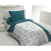 Ethno Microfiber Duvet Cover Set - 1 Duvet Cover 140x200 Cm + 1 Pillowcase 63x63 Cm - Duck Blue - HOME LINGE PASSION