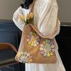 Женская вязаная ажурная плетеная сумка с цветком, женская новая сумка через плечо с цветком, пляжная сумка для моря