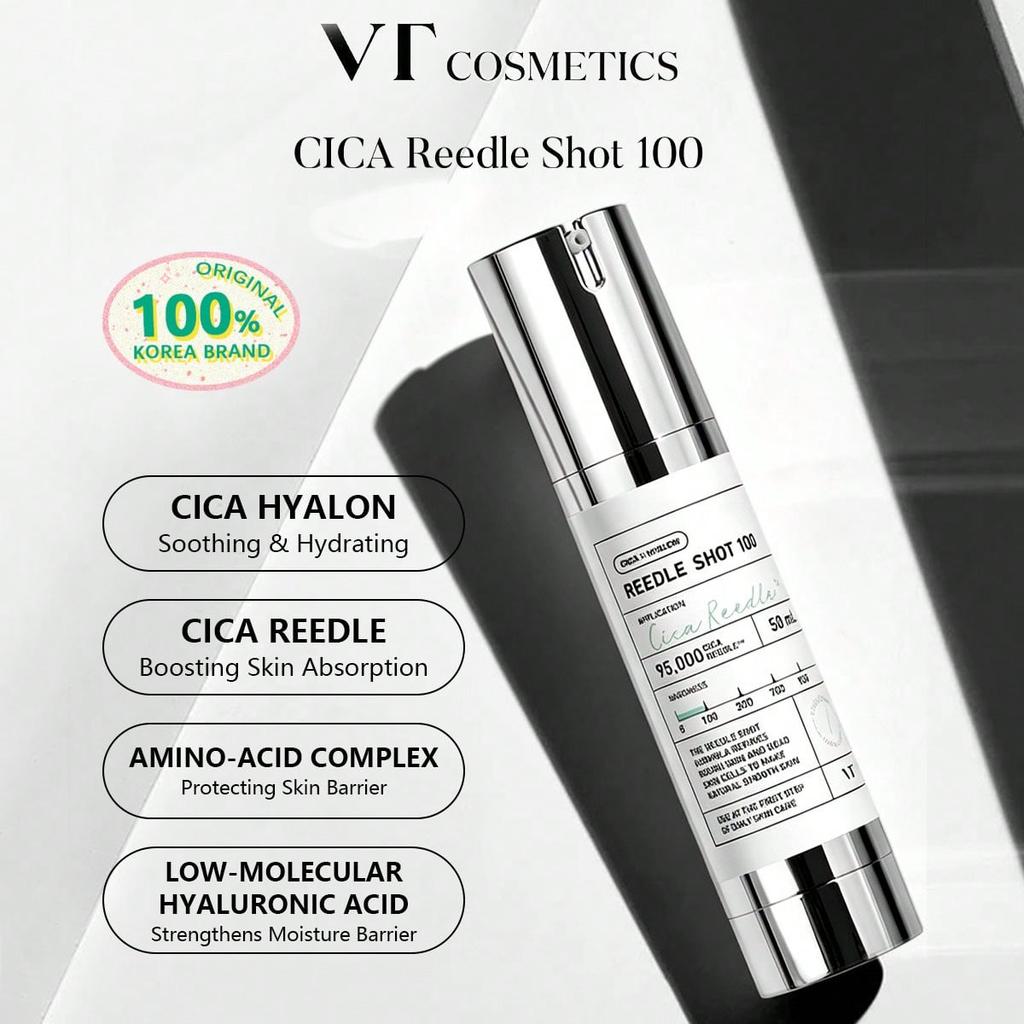VT КОСМЕТИКА CICA Reedle Shot 100 50 мл / 300 50 мл / 1000 15 мл, Легкая сыворотка-ампула, Гладкая текстура кожи, Быстрое впитывание