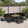 9 Piece Garden Sofa Set with Cushions Black Poly Rattan
