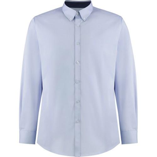 Kustom Kit Mens Premium Contrast Oxford Tailored Long-Sleeved Shirt