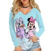 Женская базовая футболка с длинным рукавом и V-образным вырезом с принтом Микки Мауса Disney, осенне-зимняя, 10 цветов, уличная одежда