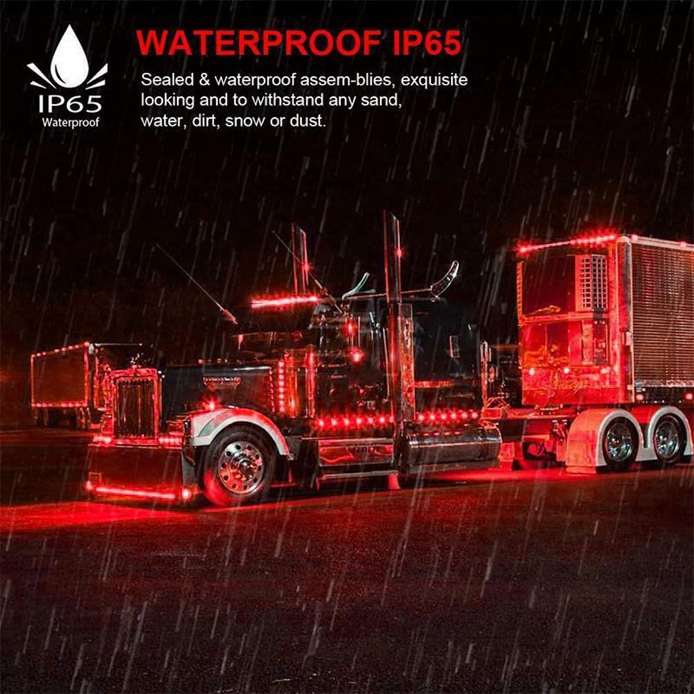 2 шт., боковой габарит, прицеп, грузовик, автофургон, светодиодная лампа, красная водонепроницаемая 12/24 В