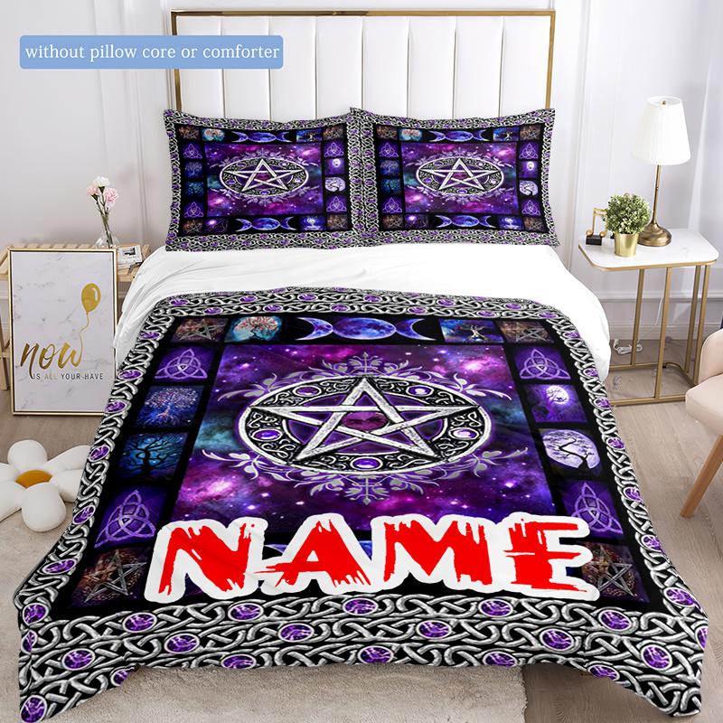 Celtic Pentagonal Moon Duvet Cover Soft Bedding Set For Bedroomdorm Personalized Name Threepiece Set 1 Duvet Cover And 2 Pillowcases Perfect Gift For