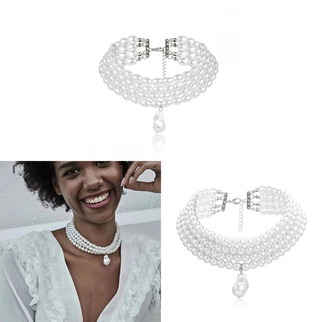 Minimalist Pearl Pendant Necklace Handcrafted Multilayer Geometric Jewelry For Ladies