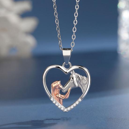 Ожерелье с подвеской в ​​цвете, изысканное стильное ожерелье с подвеской в ​​форме сердца для девочек и лошади, модные аксессуары