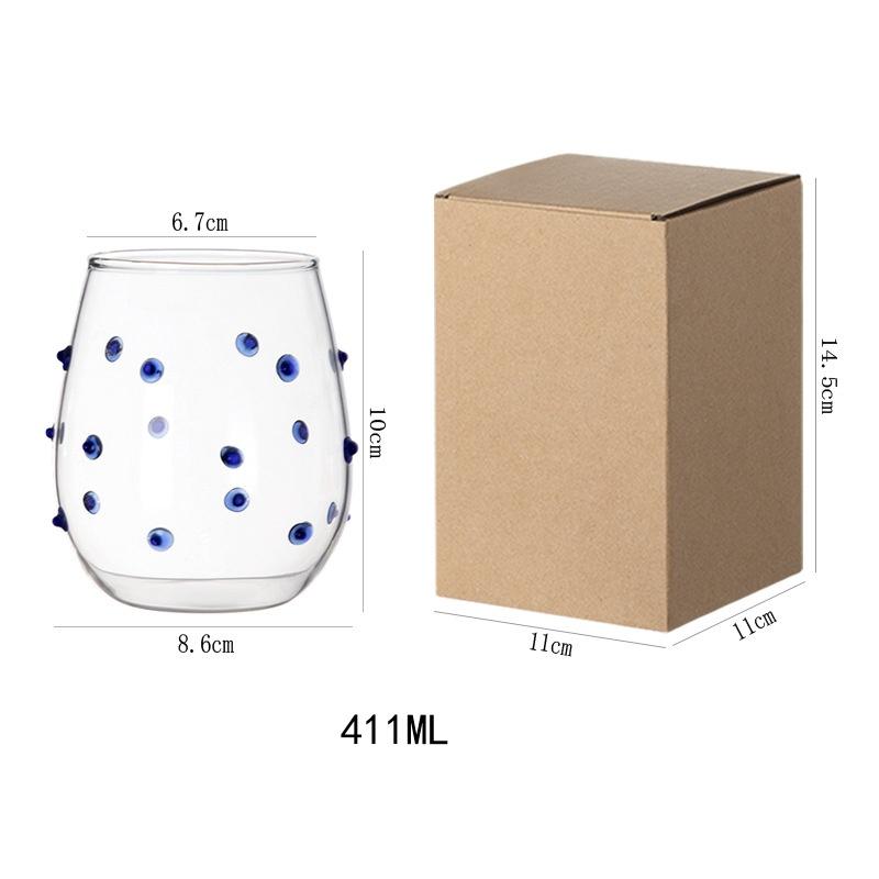 Borosilicate Glass Cups with Irregular Dots Textured Bump Tumbler Clear Glass Drinkware for Water Juice Milk Coffee Latte Mug