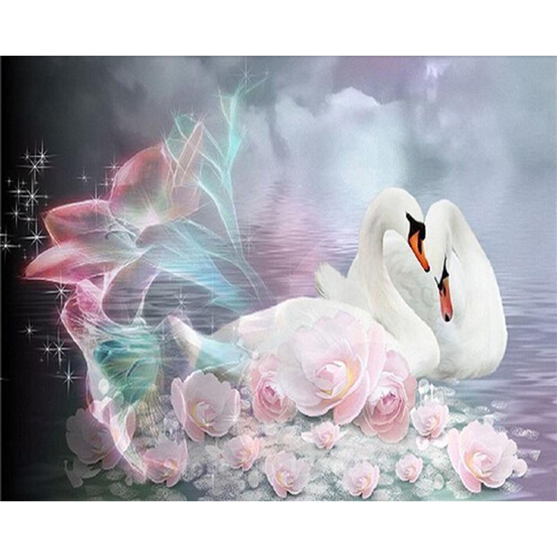 Swan Animal DIY 5D Diamond Painting Full Round Resin Mosaic Cross Stitch Kit Diamond Embroidery Picture Rhinestone Home Decor