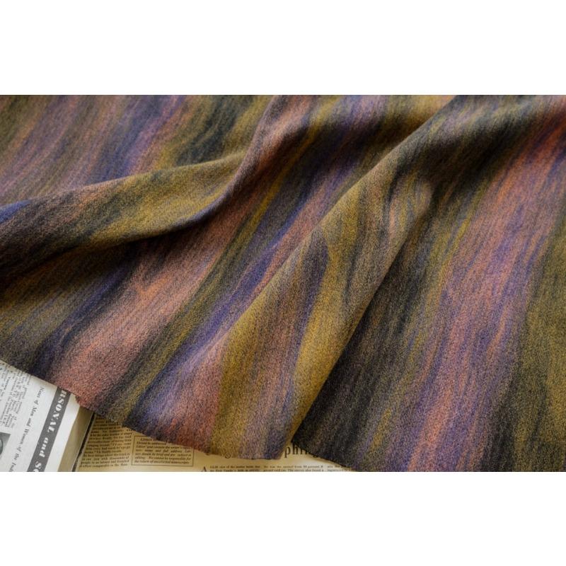 Distinctive Oil Painting Knitting Dream Embroidery Aurora Borealis Color Autumn and Winter Fashion Fabrics Weft Elastic Wool Craft Design Art Fabrics