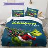 1PC Grinch pattern Bedding Quilt Set Quilt Cover Pillowcase Home Decoration Birthday Gift (1 * duvet cover + 2 * pillowcase, without core)