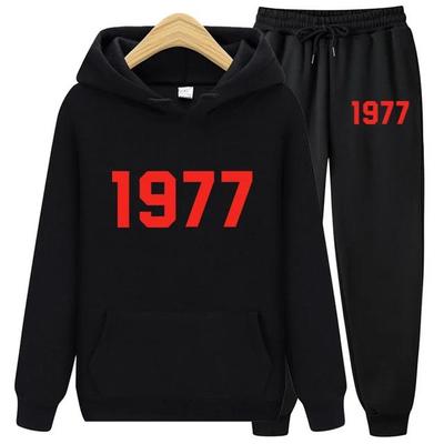 1977 Толстовка из двух предметов, комплект для мужчин и женщин, модный бренд High Street, свободные флисовые осенне-зимние теплые толстовки + брюки