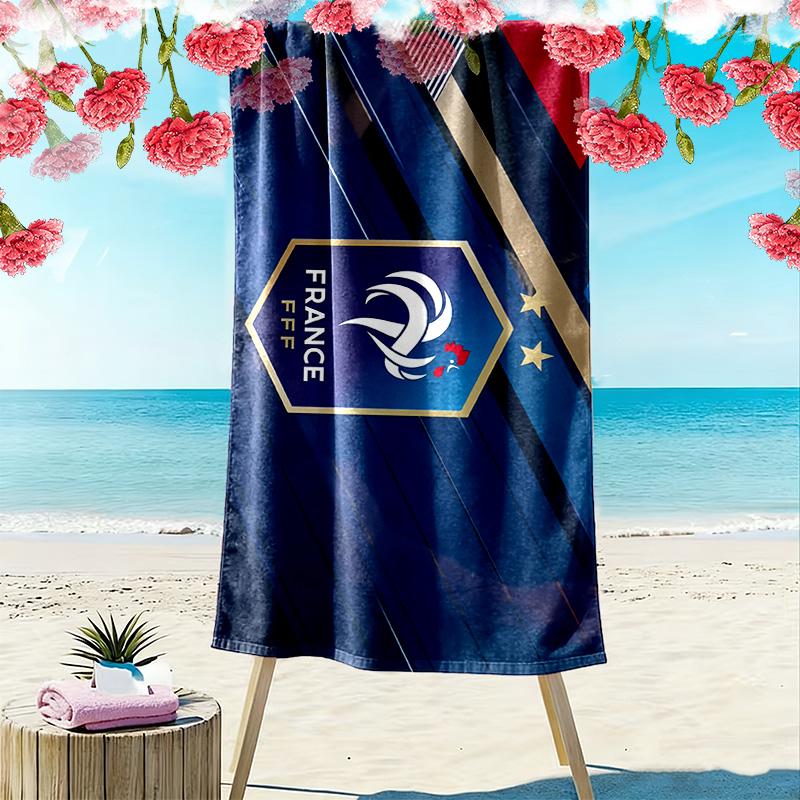 French Football Federation Print Beach Towel, Large Soft Quick Dry Towel for Beach Camping Swimming