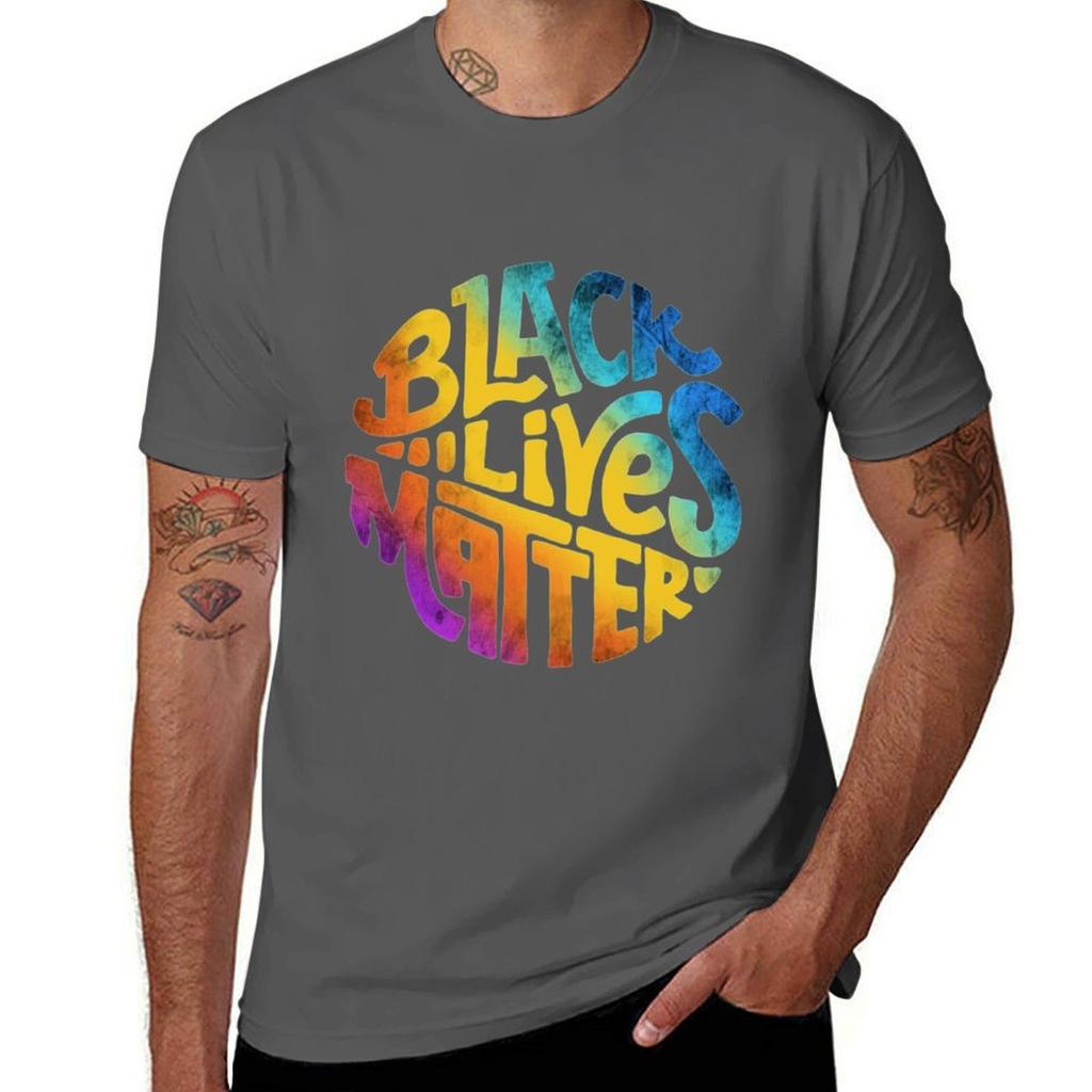 Black Lives Matter Rainbow Lettering Tshirt Art Pattern Printed Casual Top