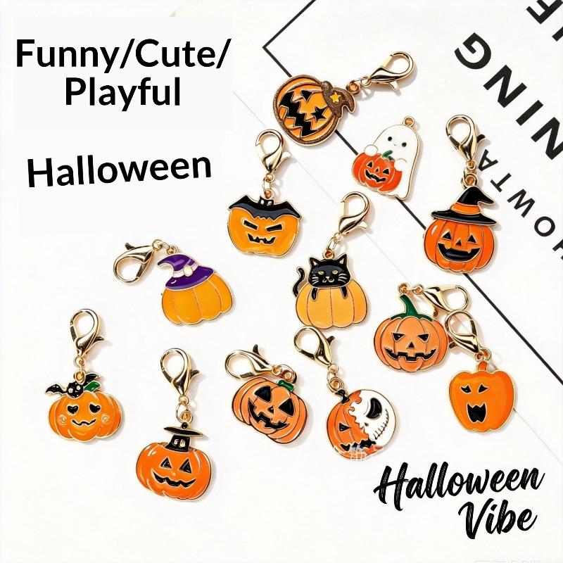 Halloween Drip Oil Keychain Set Ghost Pumpkin Witch Random Pattern Pendant Non-Fading Durable for Party Favor Kids Small Gift