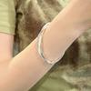 Women Bangle Twisted Entangled Alloy Silver Color Chinese Style Adjustable Smooth Polished Wrist Jewelry Anniversary Birthday Gift Lightweight Bangle