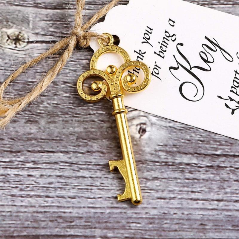 20pcs Skeleton Key Bottle Opener with Card Tag Bridal Shower Party-Favor Souvenir-Gift for Guests Wedding Party Decor