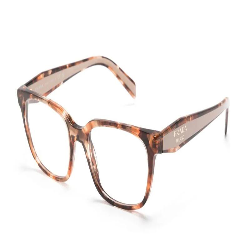 Prada Side letter temples acetate irregular optical frame women's brown Brown 54