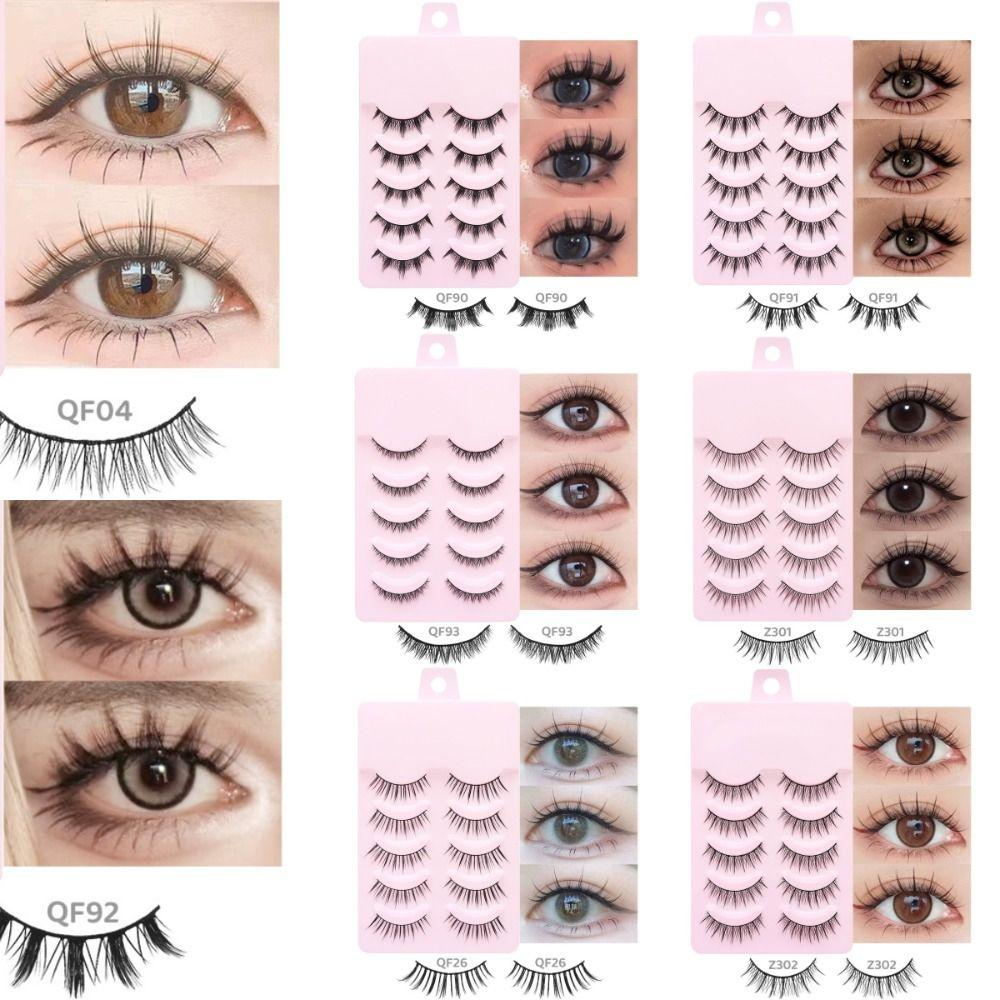 5 Pairs Manga Lashes Anime Cosplay 3D False Eyelashes Segmented False Eyelashes  Party Supplies