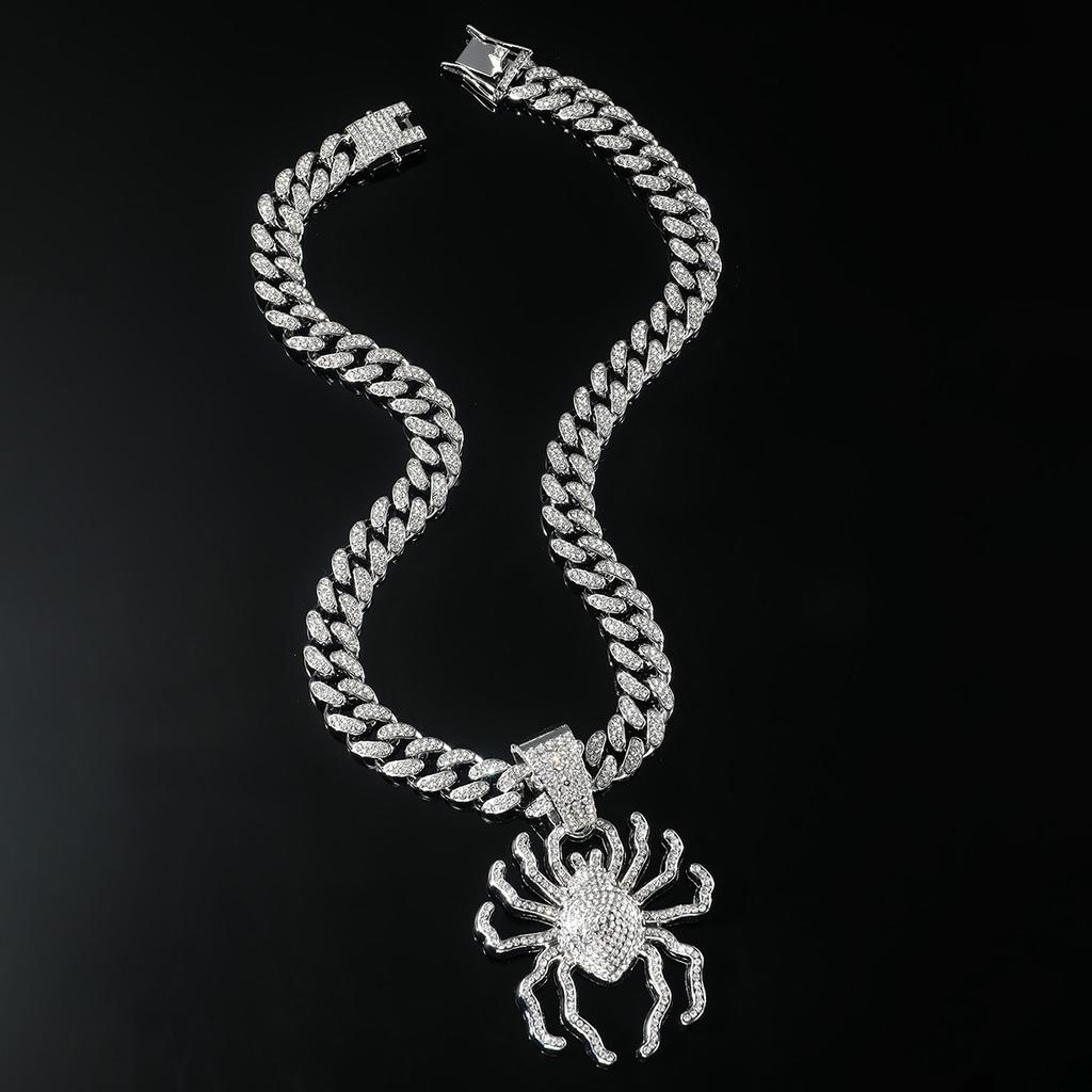 Трехмерный кубинский кулон-цепочка с бриллиантами в виде большого паука, европейский и американский панк-тренд, хип-хоп, аксессуары для хип-хопа, мужское ожерелье
