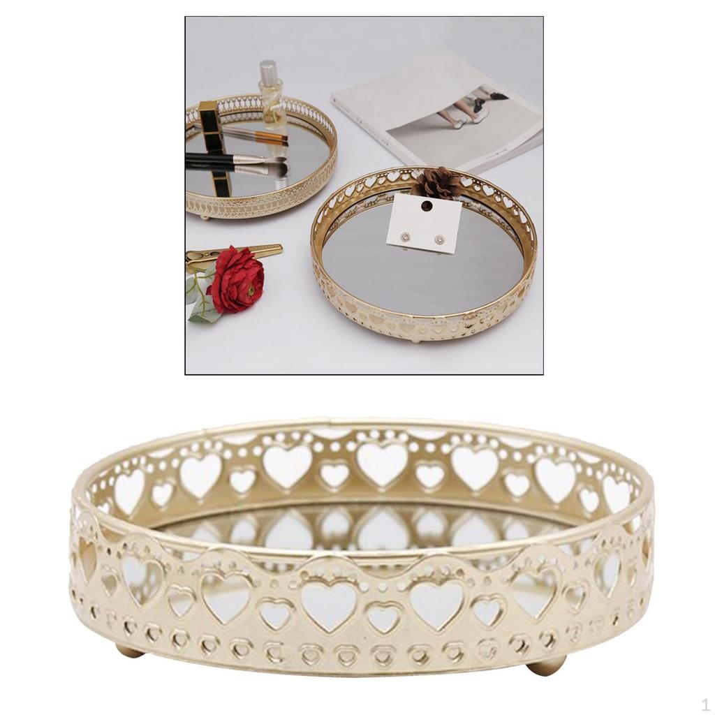 Золотой Зеркальный Поднос для Украшений Стенд Декоративная Круглая Тарелка-Держатель для Ванной