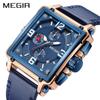 Blue Rose Rectangle Mens Quartz Wrist Watches ML2061G