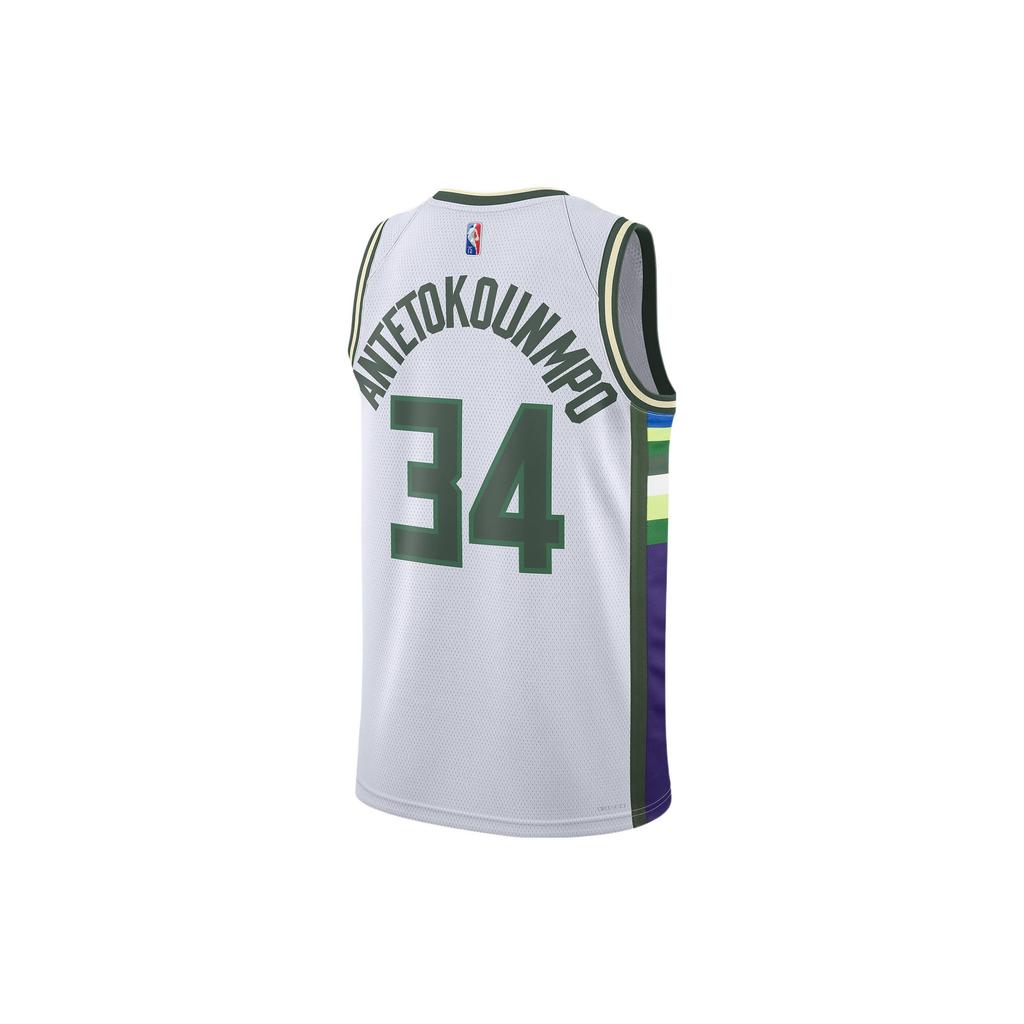 Nike Dri-FIT NBA Milwaukee Bucks Giannis No.34 Jersey 'White' Men's DB4035-100
