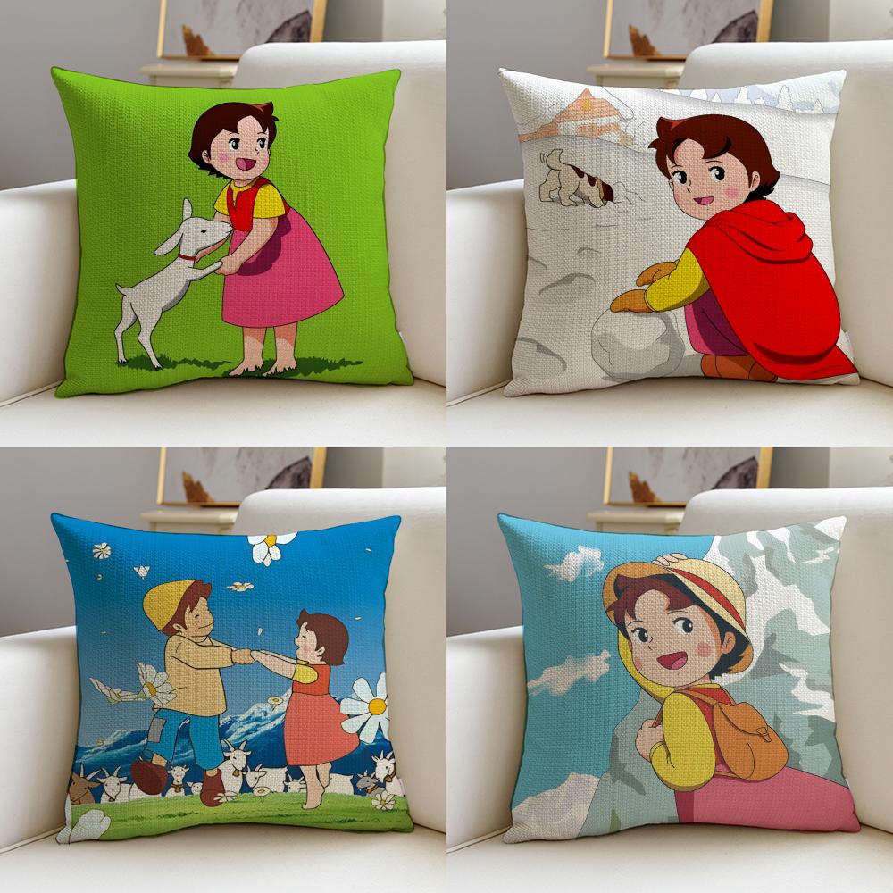 HHeidi Girl of the AlpsS Cushion Cover Breathable and skinfriendly linen pillowcase square removable and washable cushion