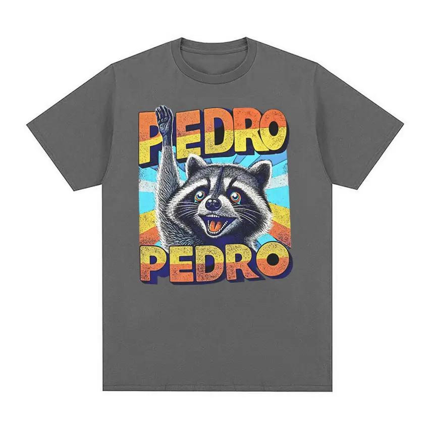 Funny Cute Pedro Raccoon Vintage Cartoon Meme T-shirt Casual Cotton Short Sleeve T Shirt Fashion Trend Tshirts Tops Unisex
